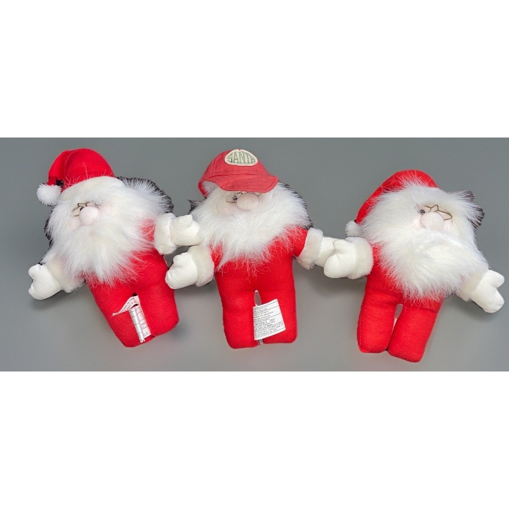 VTG Set of 3 Santa Claus 9 in x 7 1/2‎ in 1995 plush toy Joelson Industries